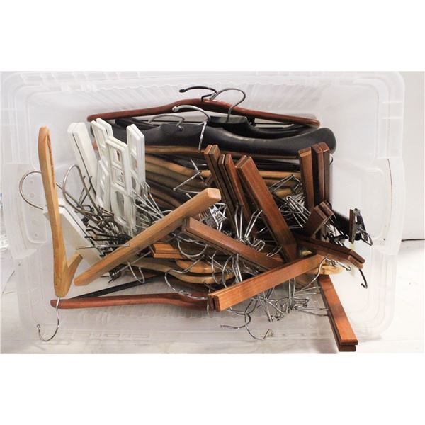 BIN LOAD OF WOODEN HANGERS