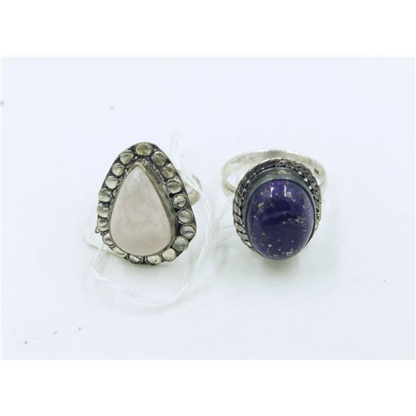 #99-NATURAL ROSE QUARTZ & LAPIZ LAZULI RINGS
