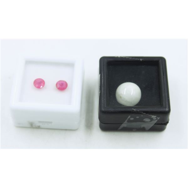 #79-HEATED RED RUBY 1.65CT & WHITE Sapphire