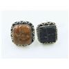 #98-NATURAL BLACK TOURMALINE & OCEAN JASPER RINGS