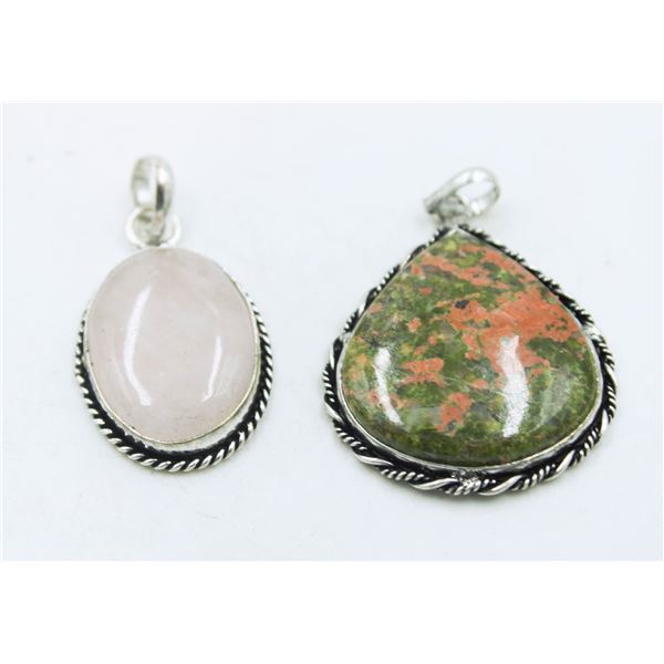 #84-NATURAL ROSE QUARZT & UNIKAI PENDANT