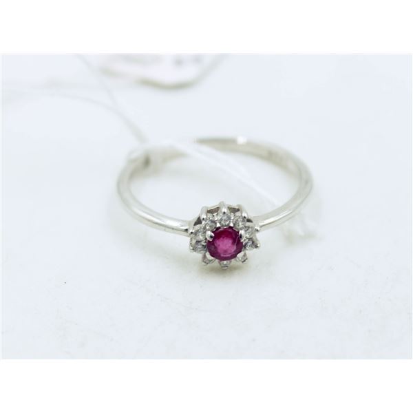 #13-RED RUBY GEMSTONE EARRINGS & CZ  SIZE 6.75