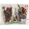 Image 1 : 2 GLASS VASES OF XMAS DECOR &