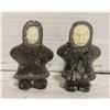 Image 1 : 2X CARVED STONE INUIT FIGURES WITH MAKERS