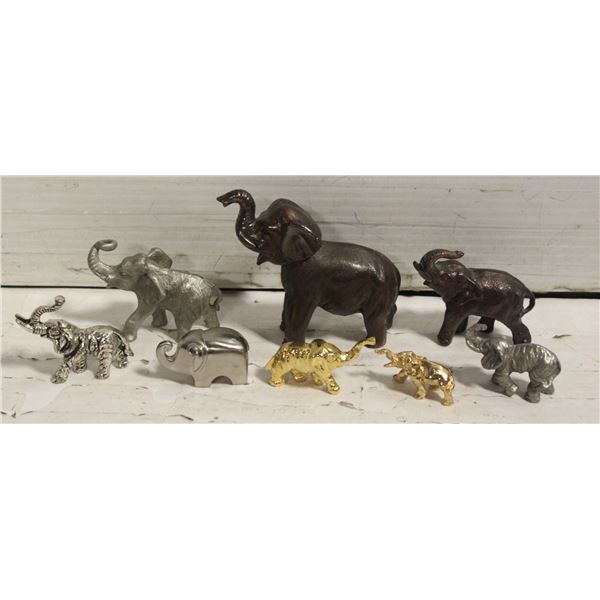 TRAY OF METAL ELEPHANTS