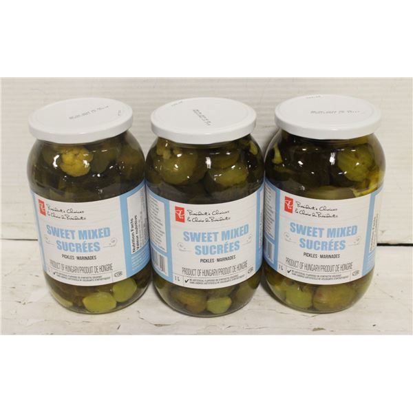 3 X 1 LITRE JARS OF PC SWEET PICKLES WITH ONIONS &