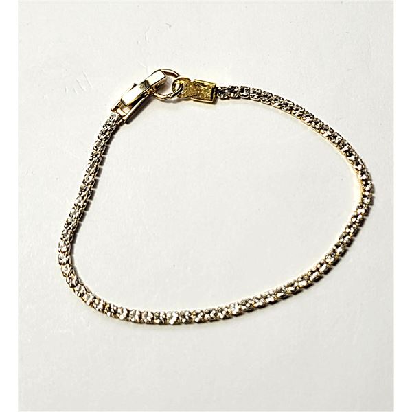 22)  GOLD TONE WITH CLEAR CZ TENNIS BRACELET, 6.5"