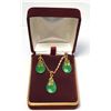 Image 1 : 13)  GREEN JADE PENDANT ON GOLD TONE 18" CHAIN &