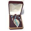 Image 1 : 16)  TIBETAN SILVER LEAF PENDANT WITH TURQUOISE