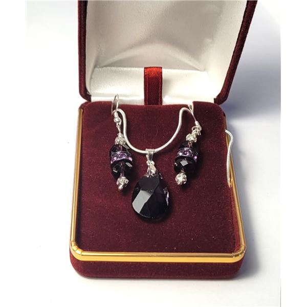 12)  SET OF GRAPE PURPLE SWAROVSKI CRYSTAL PENDANT