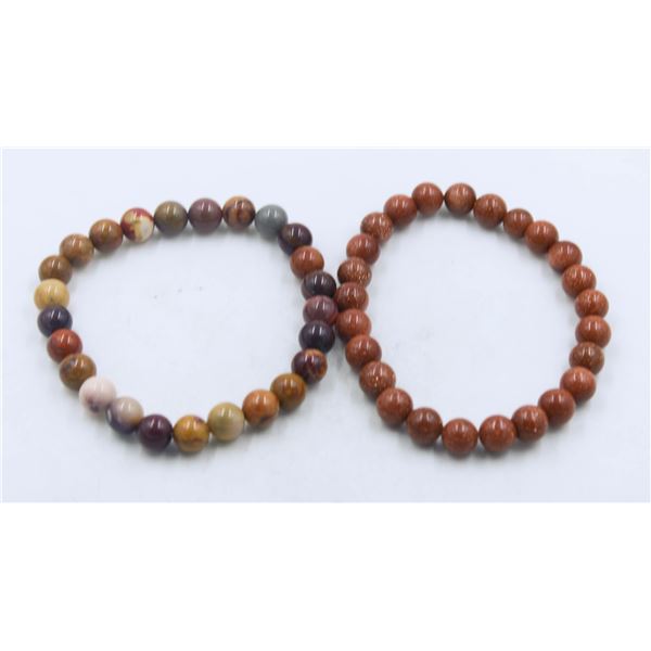 #47-NATURAL SUNSTONE & PICTURE JASPER BRACELET