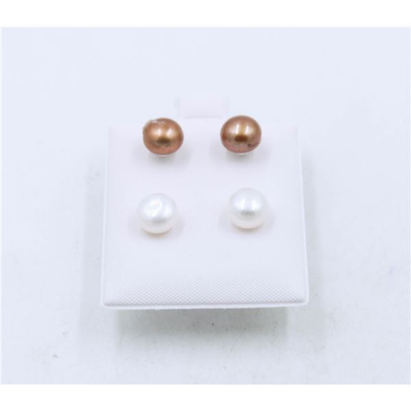 #63-NATURAL AKUYA PEARL EARRINGS 2 SET