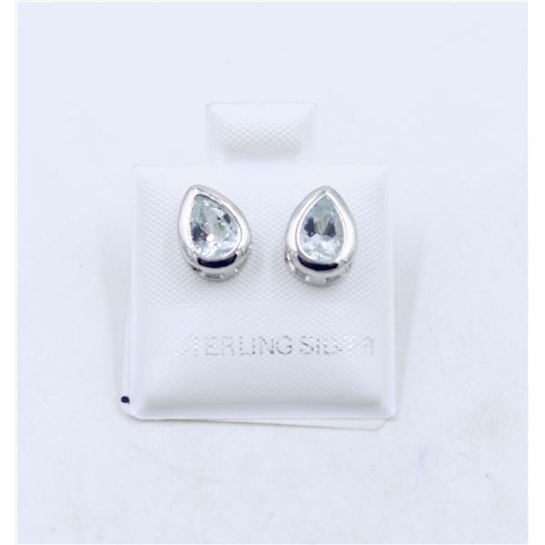 #01-SKY BLUE TOPAZ GEMSTONE  EARRINGS