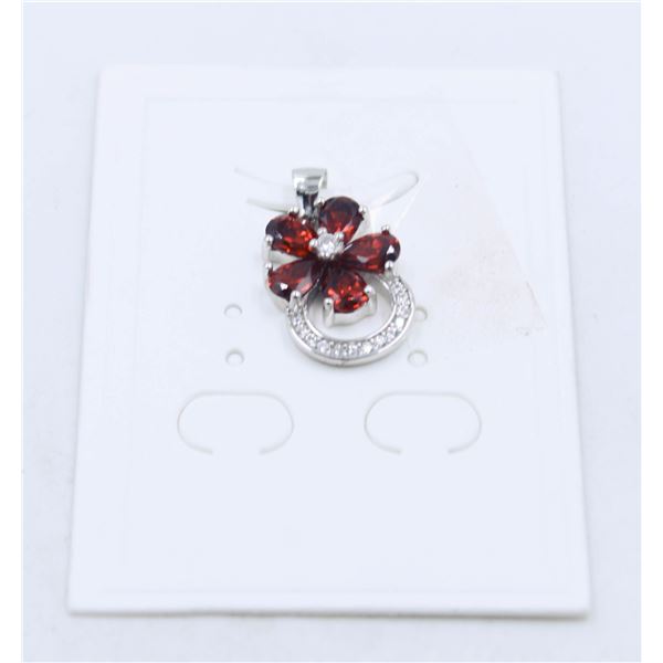 #36-RED GARNET & CZ GEMSTONE PENDANT