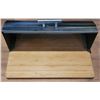 Image 2 : 4)  STAINLESS STEEL BREAD BOC WITH HARDWOOD BASE,