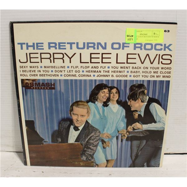 JERRY LEE LEWIS RETURN OF ROCK LP RECORD