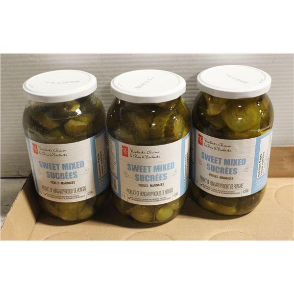 3 X 1 LITRE JARS OF PC SWEET PICKLES WITH ONIONS &