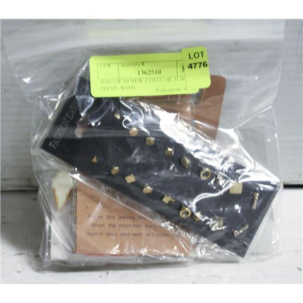 BAG OF 10 NEW COSTUME JEWELRY ITEMS WITH