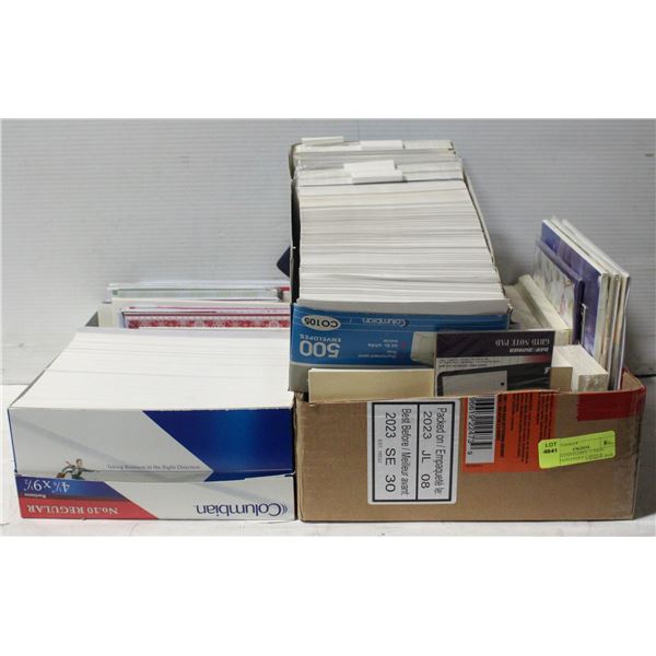 3 BOXES ENVELOPES / CARDS /NOTEPADS/ENDEX CARDS &