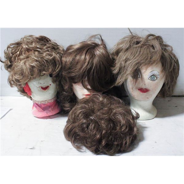 4 WIGS WITH STYROFOAM HEADS - ESTATE