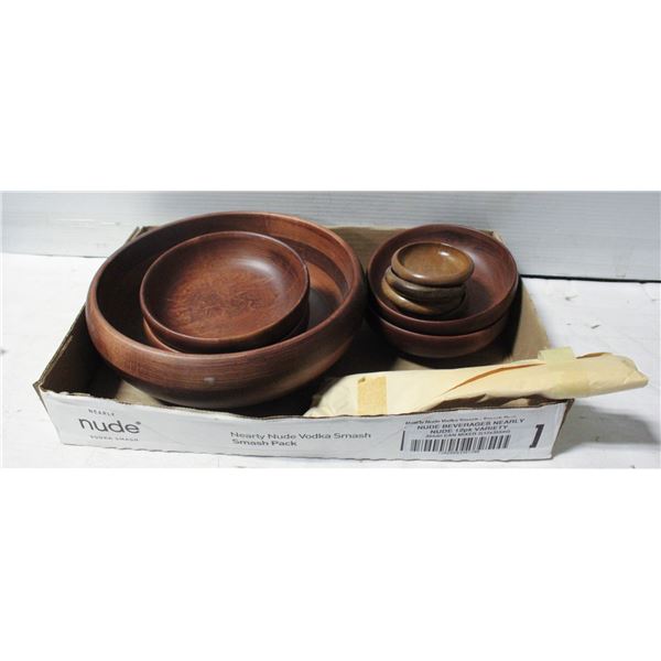 WOODEN SALAD BOWL AND BOWLS,SPOONS