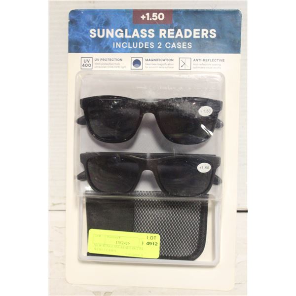 NEW SUNGLASS READERS 2 PACK, WITH 2 CASES