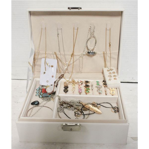 BOX WITH VARIOUS COSTUME JEWELRY