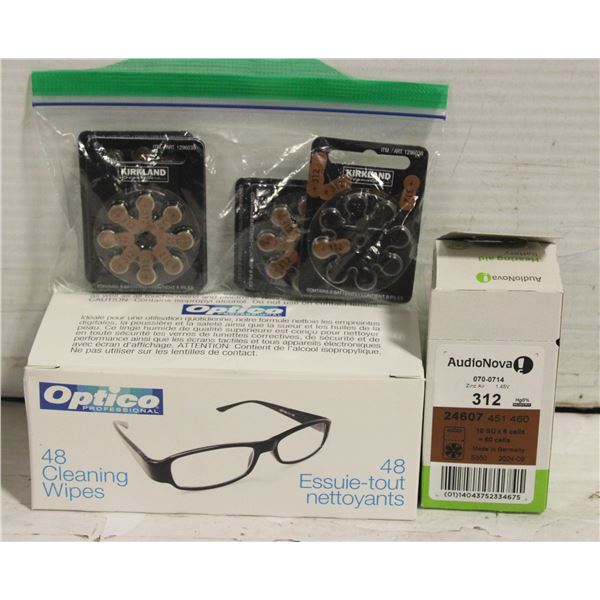 HEARING AID BATTERIES SOLD W GLASS CLEANING WIPES