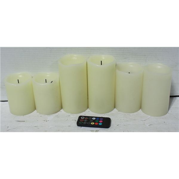SET OF 6 LED COLOR CHANGING HOLIDAY CANDLES W/