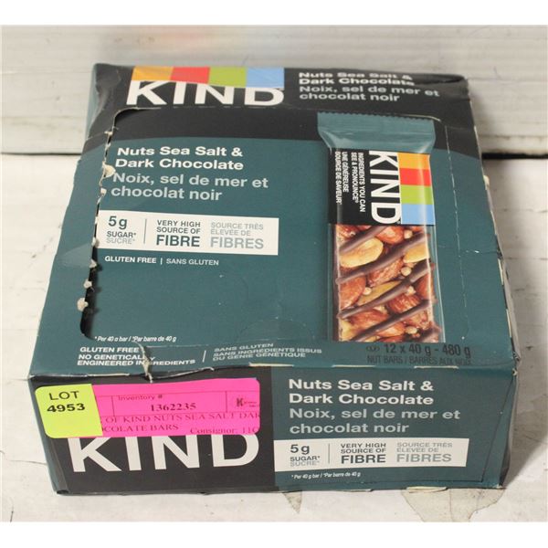BOX OF KIND NUTS SEA SALT DARK CHOCOLATE BARS