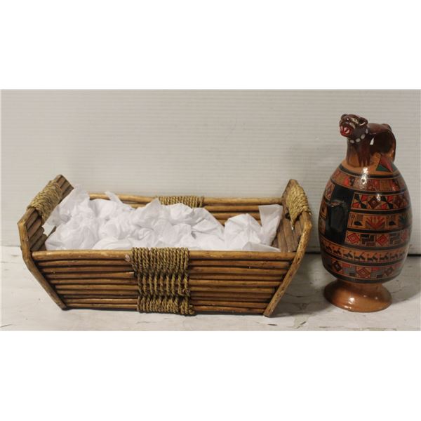 CUSCO PERU POTTERY JUG PERUVIAN HAND-PAINTED