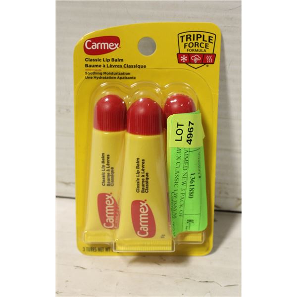 UNCLAIMED NEW 3 PACK OF CARMEX CLASSIC LIP BALM