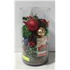 Image 1 : LARGE GLASS VASE WITH XMAS DECOR,