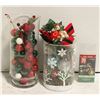 Image 1 : 2 GLASS VASES XMAS DECOR WITH BATTERY MINI LIGHT