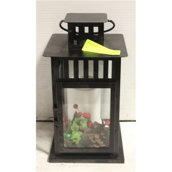 METAL & GLASS LANTERN WITH
