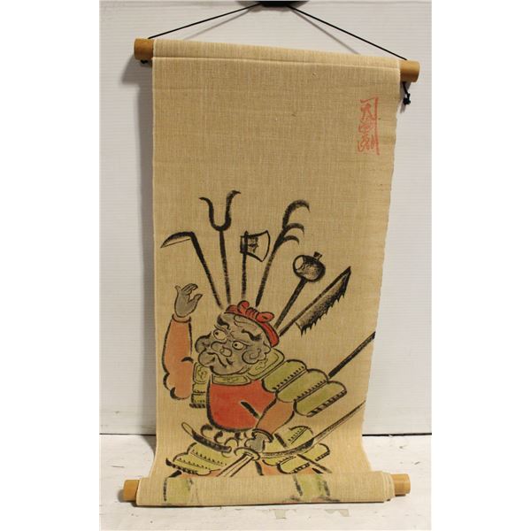 VINTAGE ASIAN WOODBLOCK SCROLL PRINT - EXQUISITE