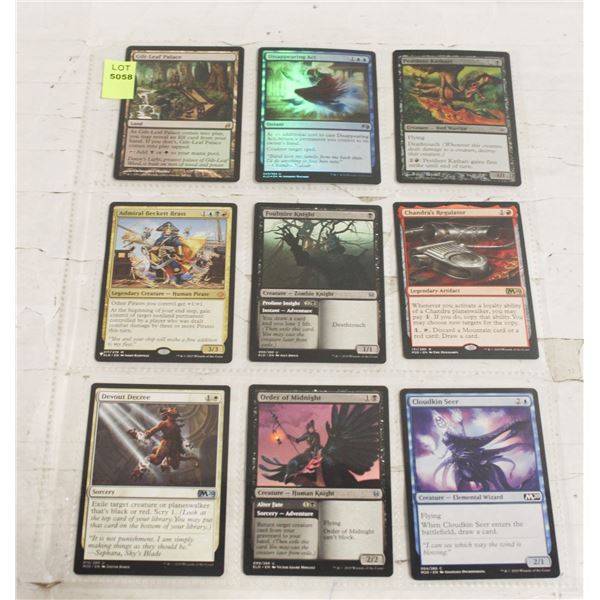 SHEET OF 9 MAGIC THE GATHERING CARDS INCLUDING 2