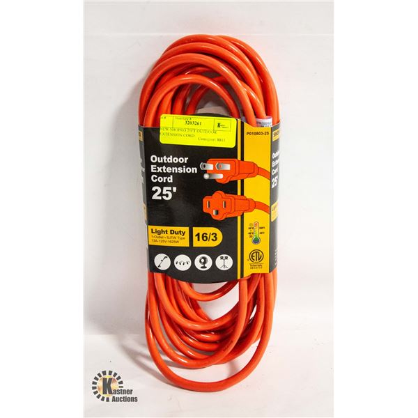 NEW SHOPRO 25FT OUTDOOR EXTENSION CORD
