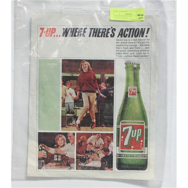 LARGE VINTAGE 7-UP ADVERTISEMENT