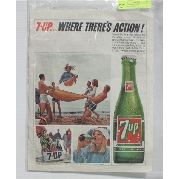 LARGE VINTAGE 7-UP ADVERTISEMENT