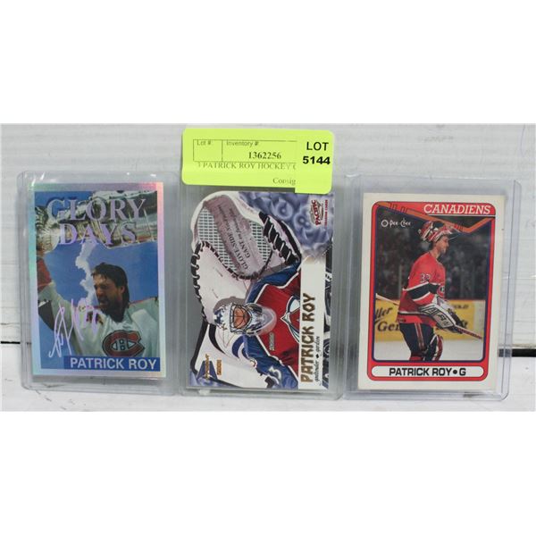 3 PATRICK ROY HOCKEY CARDS