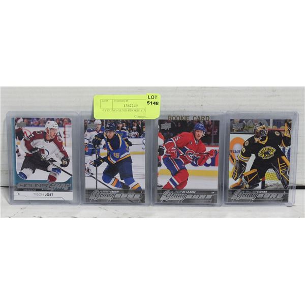 4 YOUNG GUNS ROOKIE CARDS