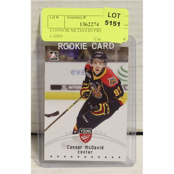 CONNOR MCDAVID PRE ROOKIE CARD
