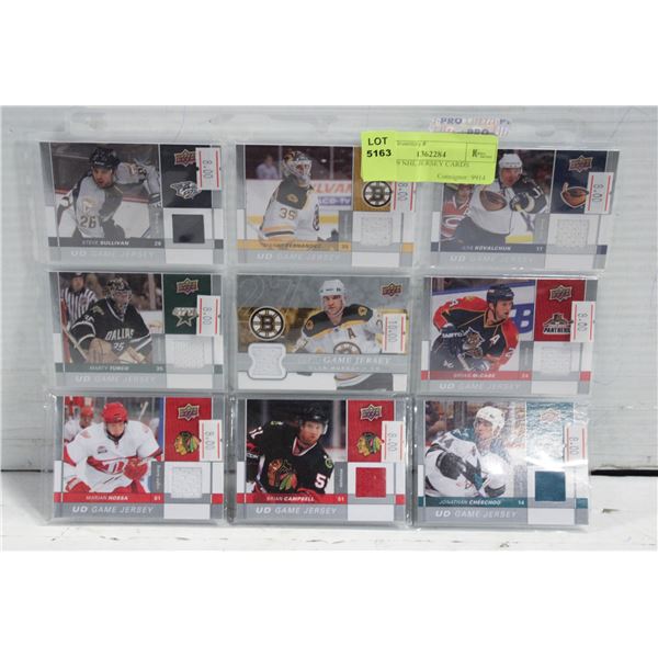 LOT OF 9 NHL JERSEY CARDS
