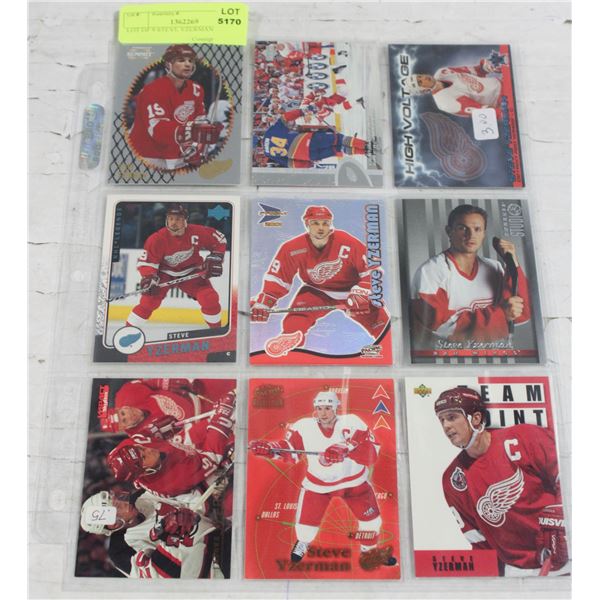 LOT OF 9 STEVE YZERMAN CARDS