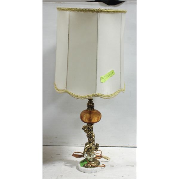 ANTIQUE GOLD BRASS CHERUB LAMP