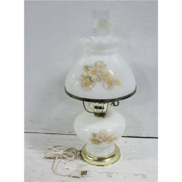 VINTAGE SUNFLOWER HURRICANE LAMP 14" GLASS