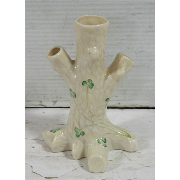 BELLEK IRISH PORCELIAN TREE STUMP VASE
