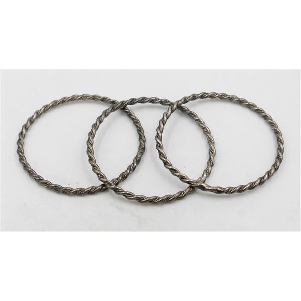 THREE ESTATE SILVER BANGLES ALL STAMPED