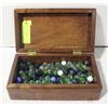 Image 1 : WOODEN BOX OF DELUXE MARBLES